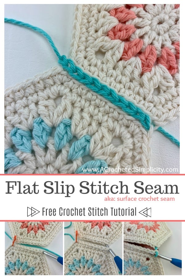 How to Crochet a Flat Slip Stitch Seam - A free crochet tutorial by A Crocheted Simplicity. #crochetseam #freecrochettutorial #crochetslipstitchseam #flatslipstitchseam #surfacecrochetseam