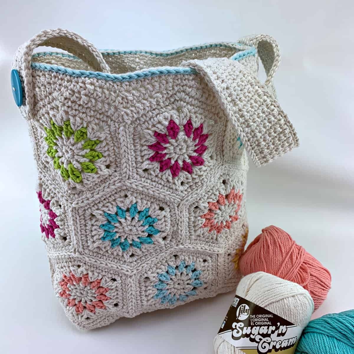 finished completed cross stitch scissors fob flower crochet border tassel l  blue