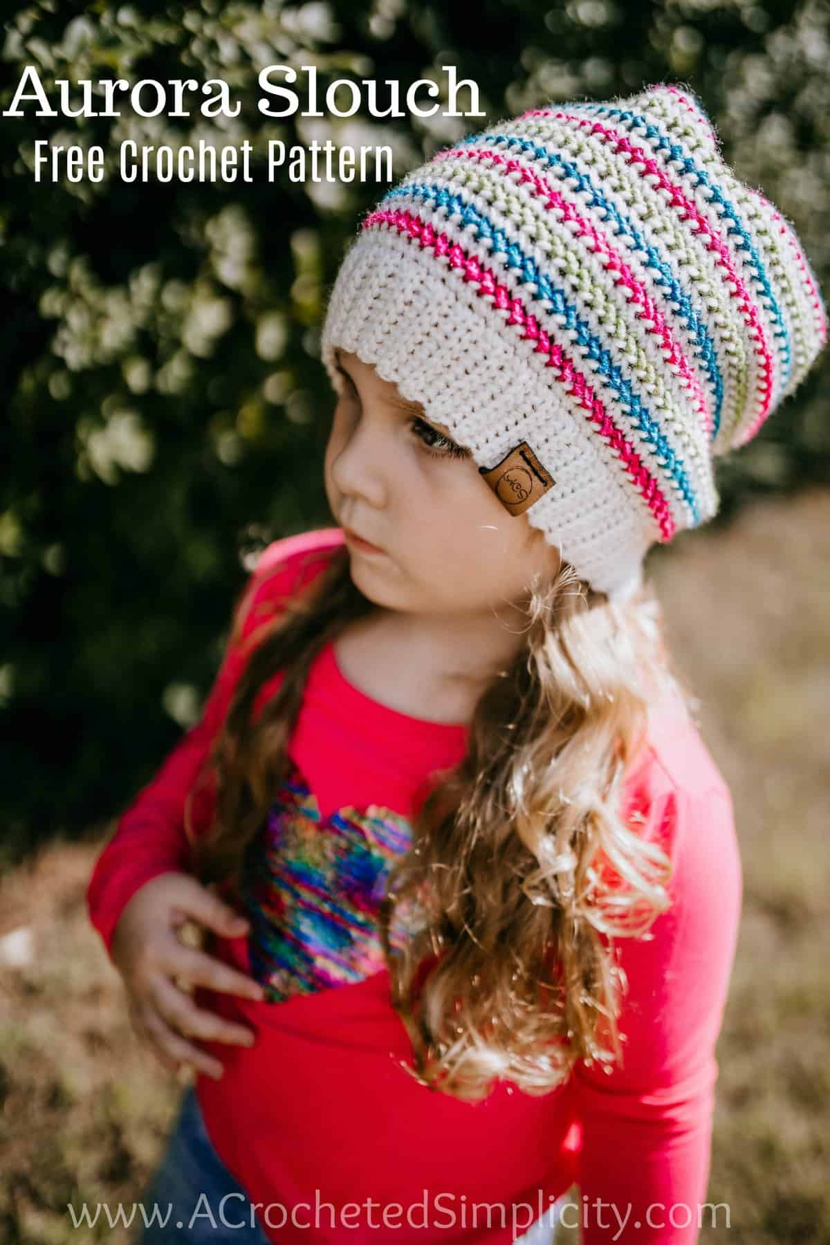 Free Crochet Hat Pattern - Aurora Slouch by A Crocheted Simplicity. #freecrochetpattern #freecrochethatpattern #freecrochetslouchpattern #crochethat #crochetslouch #handmade #crochet