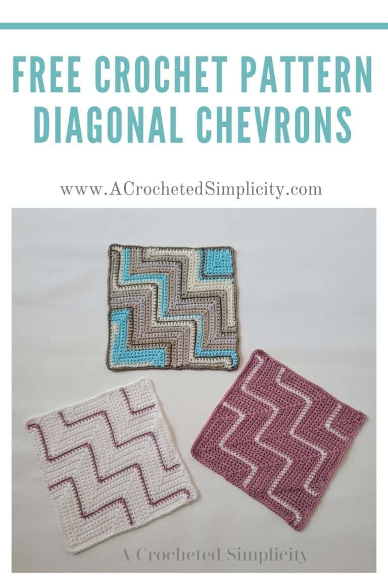 Diagonal Chevrons 12" Afghan Square Free Crochet Pattern A