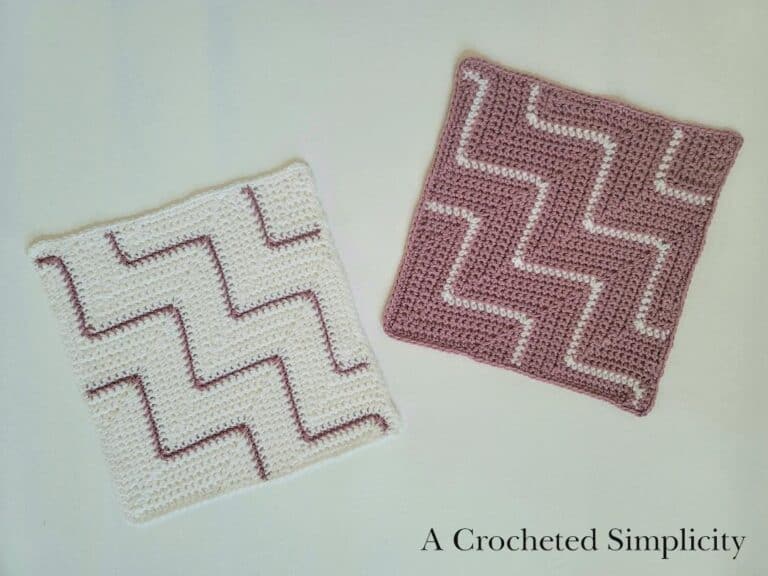 Diagonal Chevrons  12″ Afghan Square – Free Crochet Pattern
