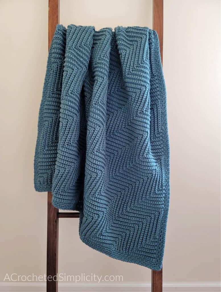 Free Crochet Blanket Pattern - Diagonal Ripple Lapghan by A Crocheted Simplicity #freecrochetpattern #freecrochetblanketpattern #crochetlapghanpattern #crochetblanketpattern #crochetrippleblanket #crochetchevronblanket #crochetchevron #c2ccrochet #cornertocornercrochet #crochetlapghan #crochetafghan