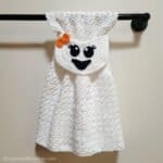 Free Crochet Towel Pattern - Ghost Towel by A Crocheted Simplicity #freecrochetpattern #crochetghost #crochetghostpattern #freecrochetghostpattern #crochet #crochettowel #crochettowelpattern #handmade #halloweentowel #ghosttowel