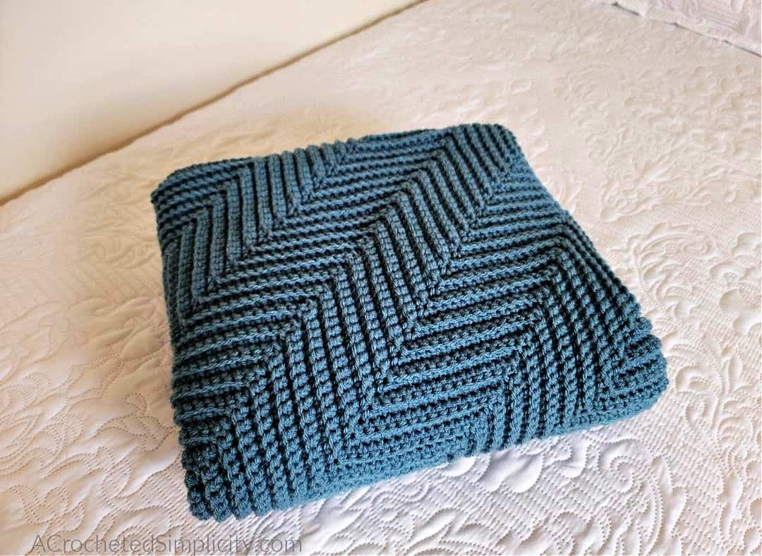 Free Crochet Blanket Pattern - Diagonal Ripple Lapghan by A Crocheted Simplicity #freecrochetpattern #freecrochetblanketpattern #crochetlapghanpattern #crochetblanketpattern #crochetrippleblanket #crochetchevronblanket #crochetchevron #c2ccrochet #cornertocornercrochet #crochetlapghan #crochetafghan