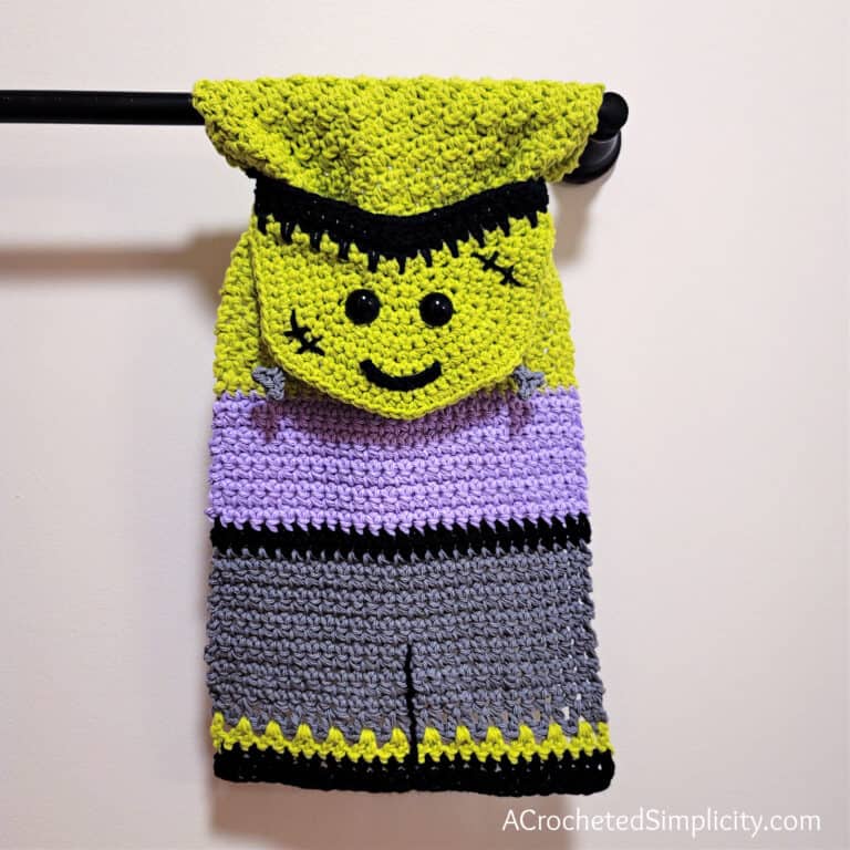 Frankenstein’s Monster Kitchen Towel – Free Crochet Towel Pattern