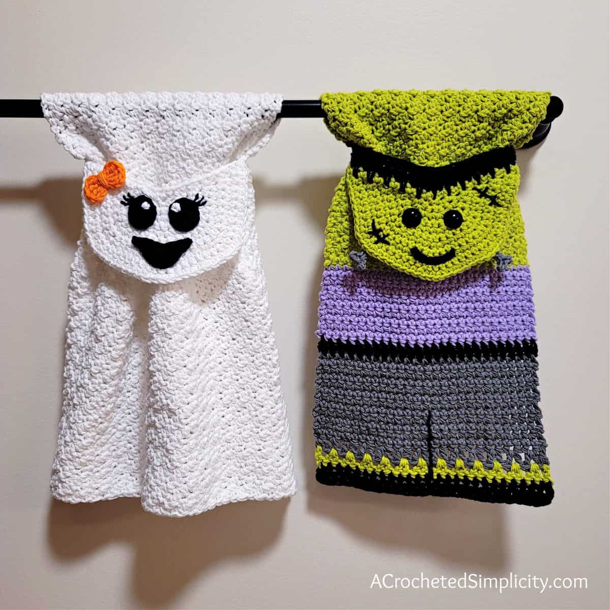 Free Crochet Towel Pattern - Frankenstein's Monster Kitchen Towel by A Crocheted Simplicity #freecrochetpattern #crochetmonster #crochetmonsterpattern #freecrochetfrankensteinpattern #crochet #crochettowel #crochettowelpattern #handmade #halloweentowel #frankensteintowel #frankensteincrochet #crochetfrankenstein