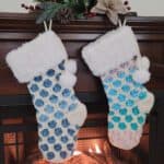 Free Crochet Stocking Pattern - Joyful Textures Christmas Stocking by A Crocheted Simplicity #crochetcatherineswheel #crochetstocking #plaidstocking #farmhouseplaid #farmhousecrochet #crochetchristmas #crochetchristmasstocking #freecrochetpattern #crochet #handmadestocking #handmadechristmas