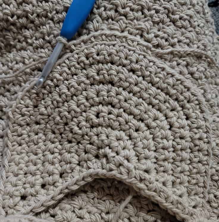 Small neck being added to the crochet reindeer head.