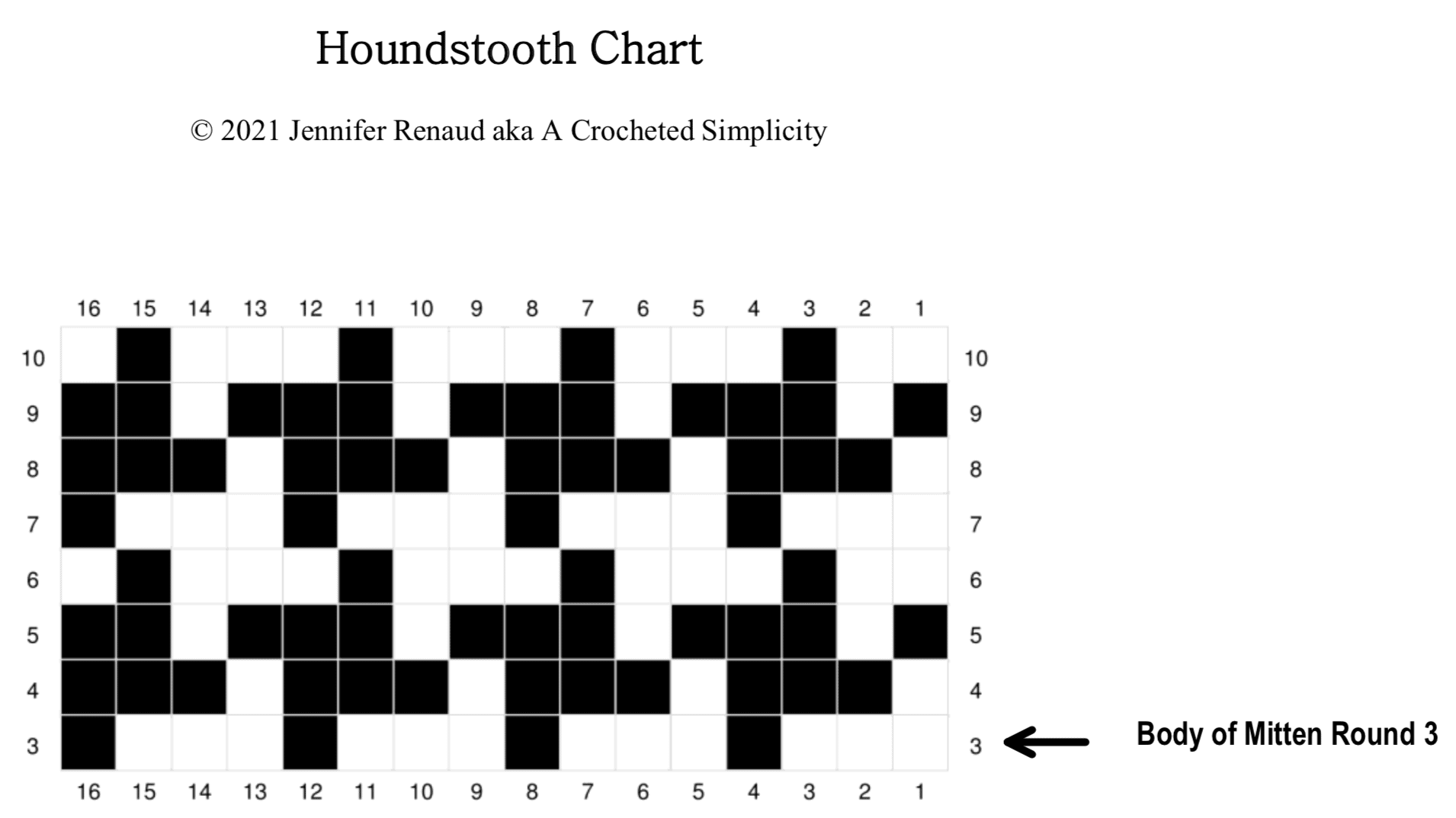 Houndstooth tapestry crochet color chart.