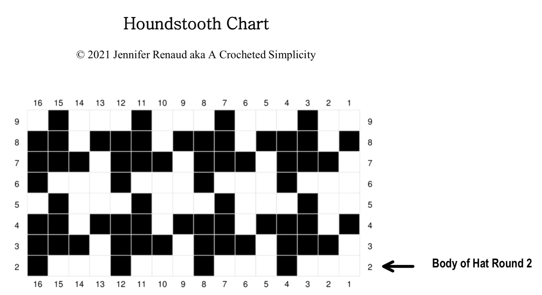 Houndstooth tapestry crochet color chart.
