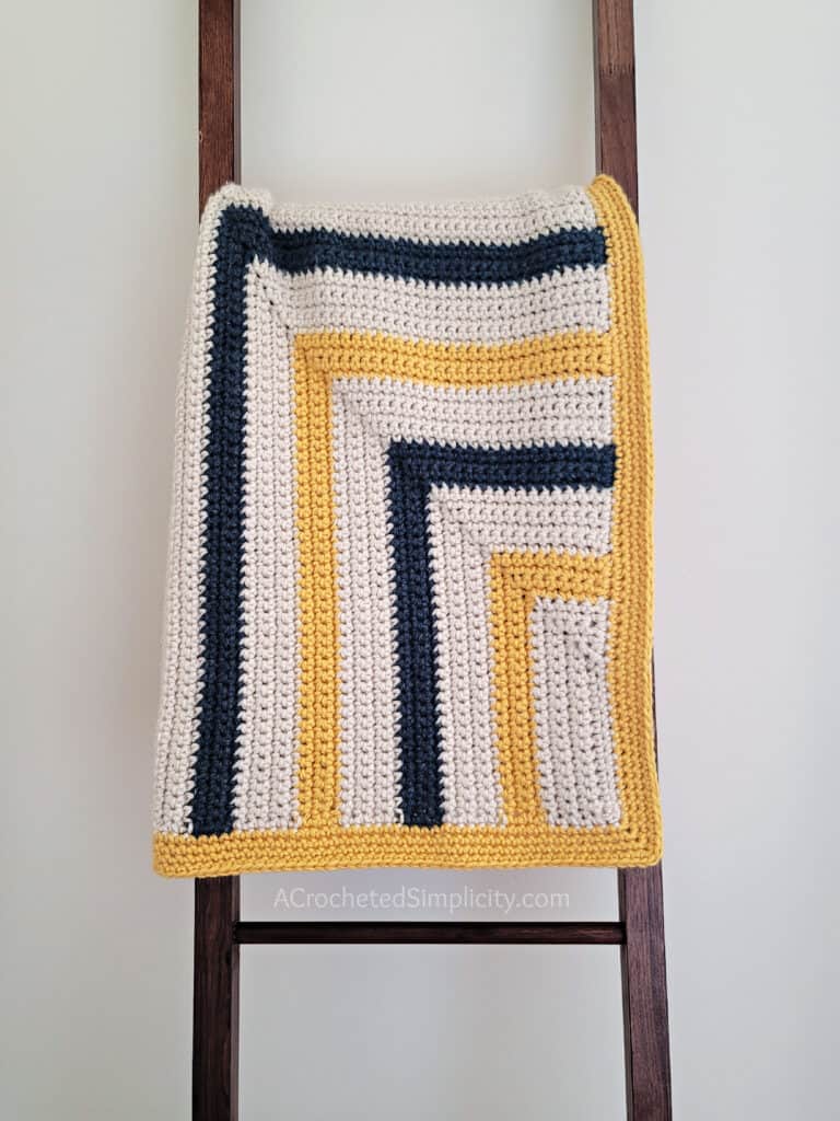 Free Crochet Lapghan Pattern - Mitered Rectangles Lapghan by A Crocheted Simplicity #freecrochetpattern #freecrochetblanketpattern #crochetmiteredsquare #crochetmiteredrectangle #miteredblanket