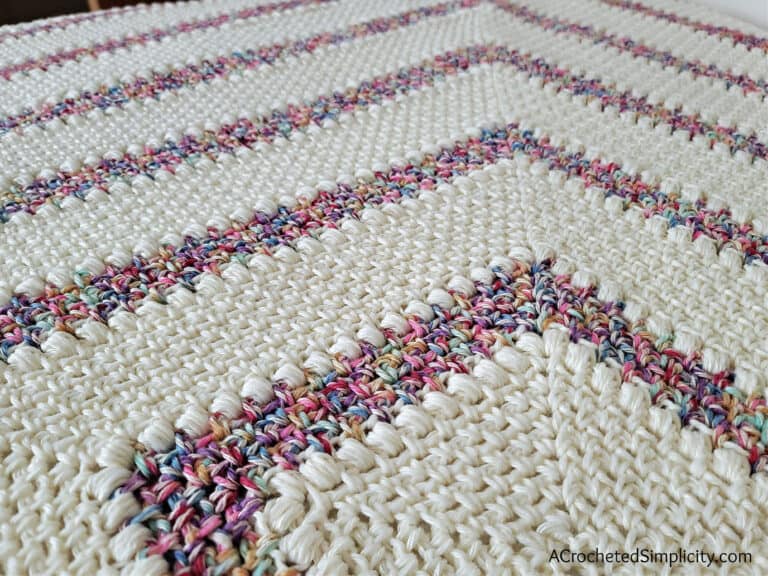 2 color striped crochet blanket