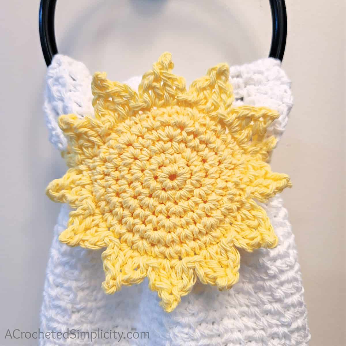 Sunflower Crochet Hand Towel - A Crocheted Simplicity