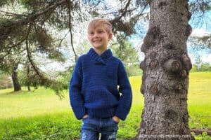 Free Crochet Sweater Pattern - Brentwood Kids Pullover by A Crocheted Simplicity #freecrochetpattern #crochetsweaterpattern #kidssweaterpattern #kidscrochetsweater #kidscrochetsweaterpattern #handmadesweater #crochet #crochetshawlcollarsweater #crochetpullover