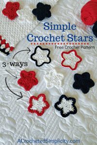 Free Crochet Star Pattern - Simple Crochet Stars - 3 Ways by A Crocheted Simplicity #freecrochetpattern #handmadetowel #crochettowelpattern #crochethandtowel #crochetlinenstitch #kitchentowel #4thofjulydecor #patriotichandtowel #summertowel #crochethandtowel #starsandstripes #crochetstarsandstripes #crochet4thofjuly #fourthofjulycrochet #redwhiteblue #crochetredwhiteblue #crochetstarpattern #howtocrochetstars #simplestarcrochetpattern