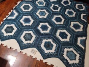 Free Crochet Hexagon Afghan- Succulent Spring Hexagon Afghan by A Crocheted Simplicity #crochetlapghan #freecrochetpattern #crochethexagonsquare #crochethexagonafghan #crochethexagonblanket #crochetafghansquare #12incheafghansquare #freecrochetblanketsquare #crochettextures #crochetafghan #crochetblanket #freehexagonafghanpattern #lionbrandferriswheel #seaglass