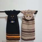 Free Crochet Pattern - Kitty Cat Towel by A Crocheted Simplicity #crochetcat #freecrochetpattern #freecrochetalong #blackcatCAL #crochetblackcat #halloweendecor #blackcatHalloween #stripedtabbycat #crochettabbycatpattern #crochettabbycat #stripedcrochetcat