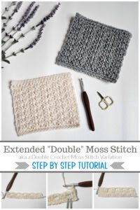 Learn how to crochet the extended moss stitch with this step-by-step photo tutorial. #crochetstitchtutorial #crochetlinenstitch #crochetgranitestitch #crochetmossstitch #crochetphototutorial #crochetstitchpattern #extendedmossstitch #doublecrochetmossstitch