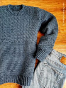 Free Crochet Sweater Pattern - Men's Split Level Pullover by A Crocheted Simplicity #freecrochetpattern #crochetformen #crochetpullover #crochetsweaterpattern #crochetmenssweater #crochetmenspullover #crochetcrewneck #crewnecksweaterpattern #handmadesweater