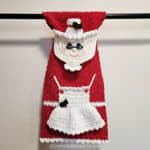 Mrs. Claus Kitchen Towel - Free Crochet Christmas Pattern by A Crocheted Simplicity. #freecrochetpattern #crochetchristmaspattern #freecrochetchristmaspattern #freecrochetmrsclauspattern #mrsclauscrochetpattern #crochetmrsclaus #handmadechristmas #crochettowel #crochetchristmastowel #santaclauscrochet #crochetsantaclaus