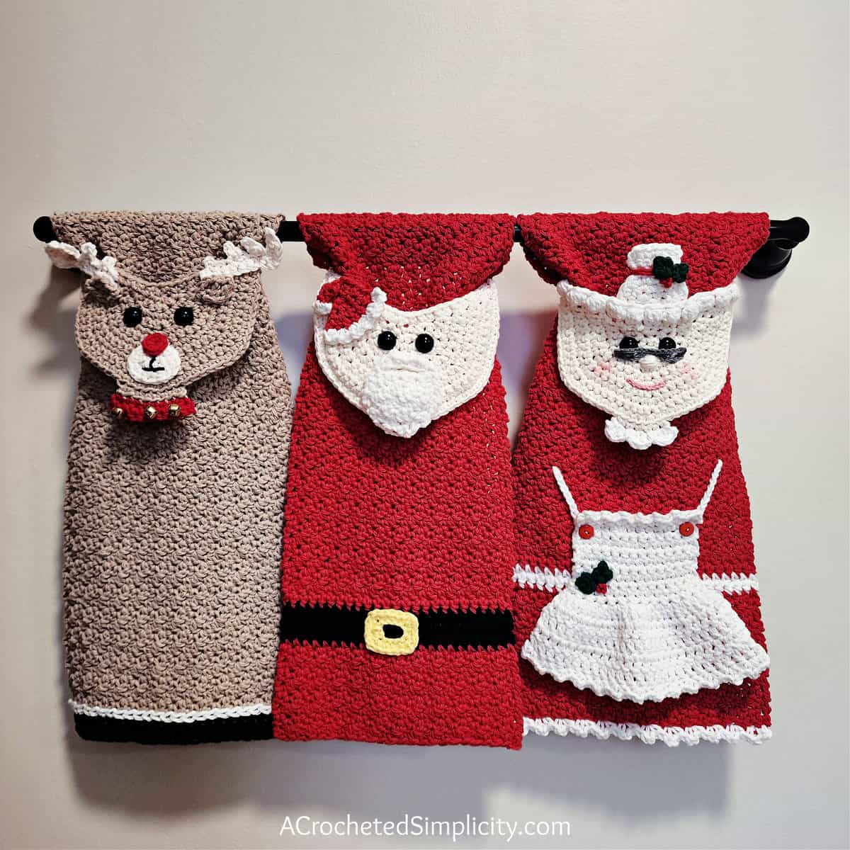 WHITE Yarn Crochet Top CHRISTMAS COOKIES Print Cotton Kitchen Towel