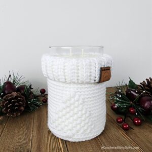 Crochet Mason Jar Cozy - O' Christmas Tree Jar Cozy - Free Crochet Jar Cozy Pattern by A Crocheted Simplicity #freecrochetpattern #crochetmasonjarcozy #crochetjarcozy #crochetjarcozypattern #christmasmasonjarcozy #crochetchristmas #christmasdecor #crochetchristmasdecor #crochettreedecor #crochetcandydish #crochetbasket #crochetcandybasket #crochetcandlecozy #freemasonjarcozypattern #handmadechristmas #lastminutecrochetgift #quickcrochet