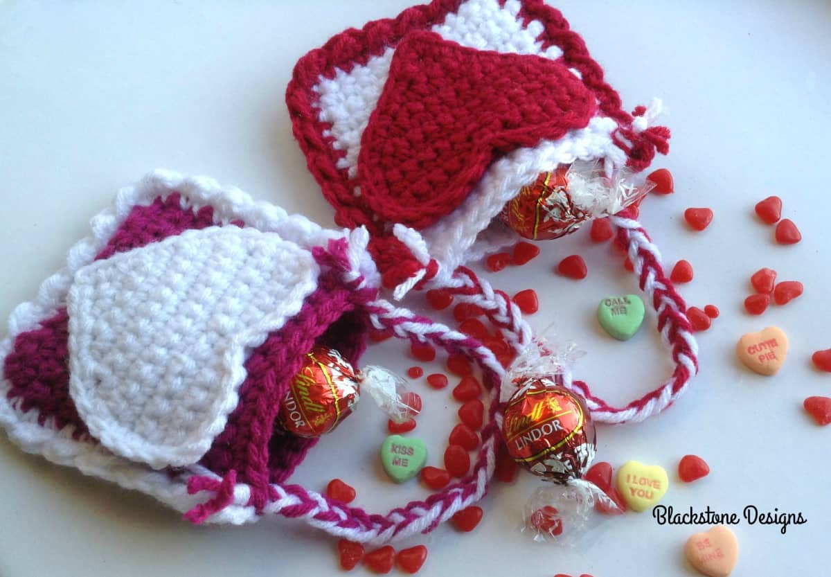 Crochet VD Heart Mini Treat Bags