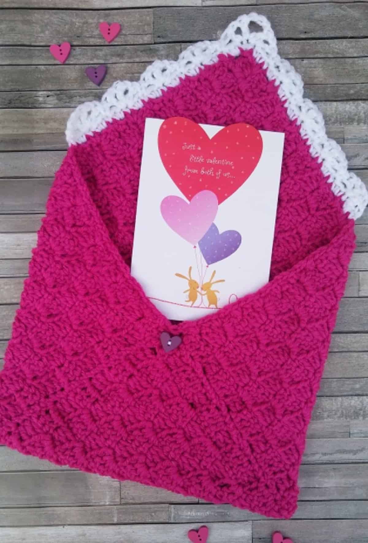 Crochet Valentine's Card C2C Envelope