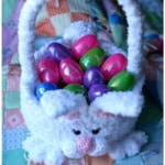 Crochet Easter basket filled with eggs