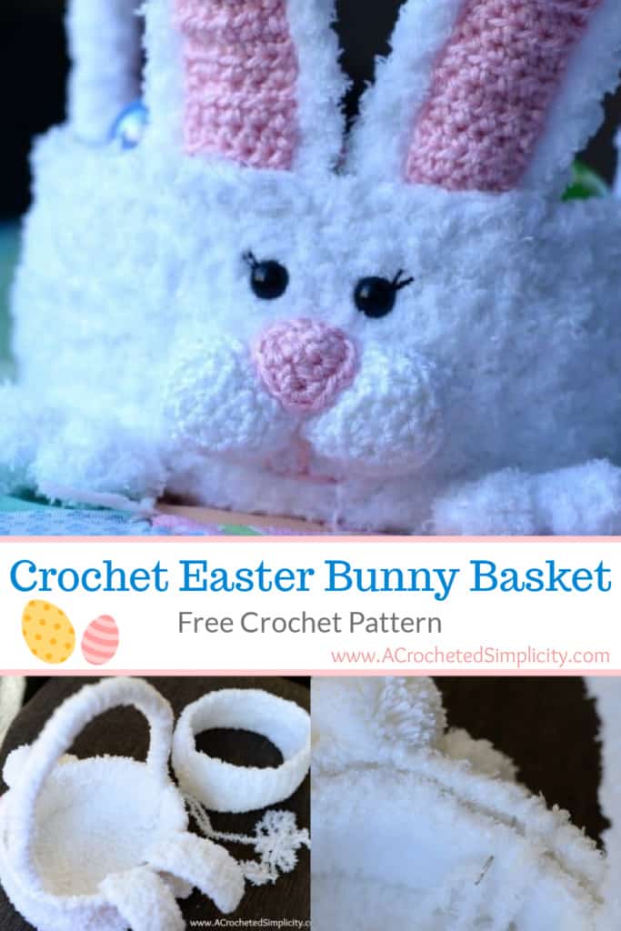 Crochet Easter bunny basket close up