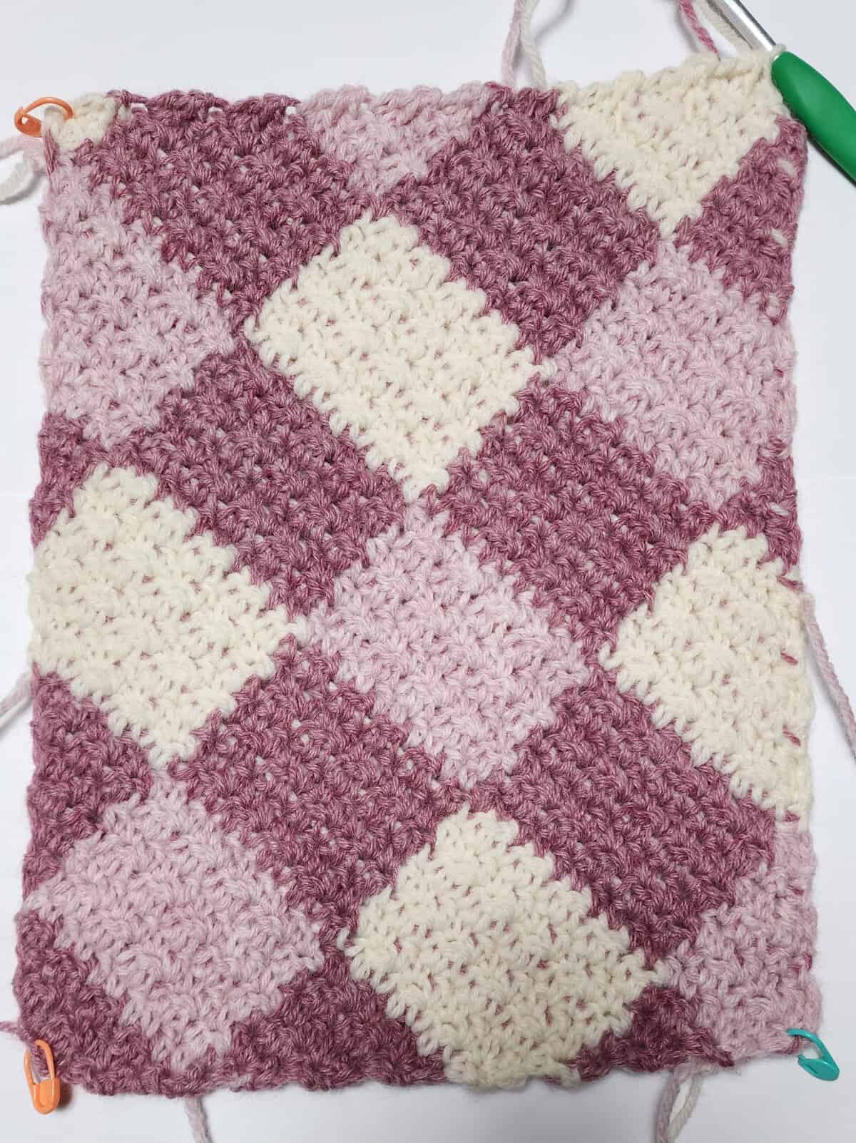 c2c plaid decrease rows final row