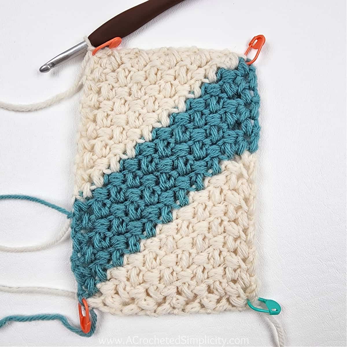 Crochet mini bean stitch c2c rectangle.