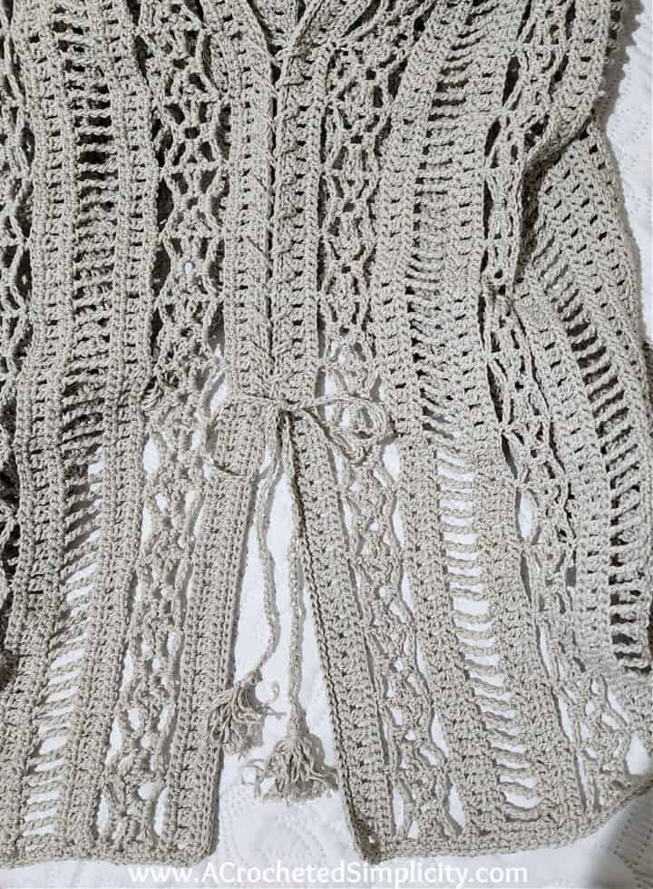 Palau Beige Laie Pattern Fringe Crochet Cover Up