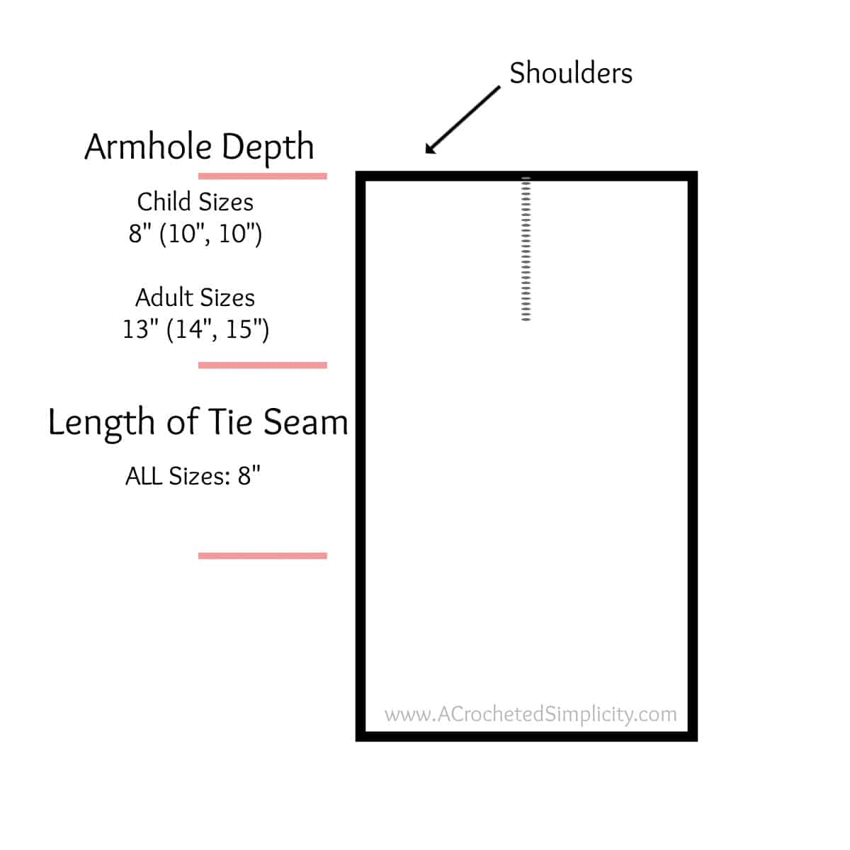 Black and white graphic to show where to add ties to sides of swim cover up.