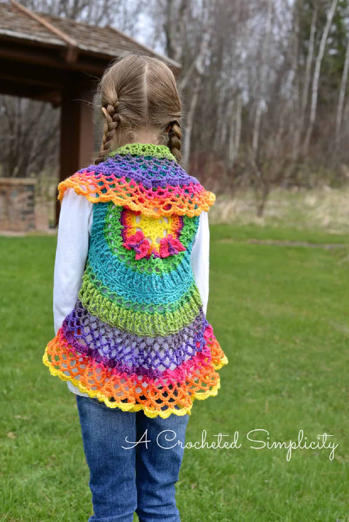Mandala Butterfly Girls Crochet Vest