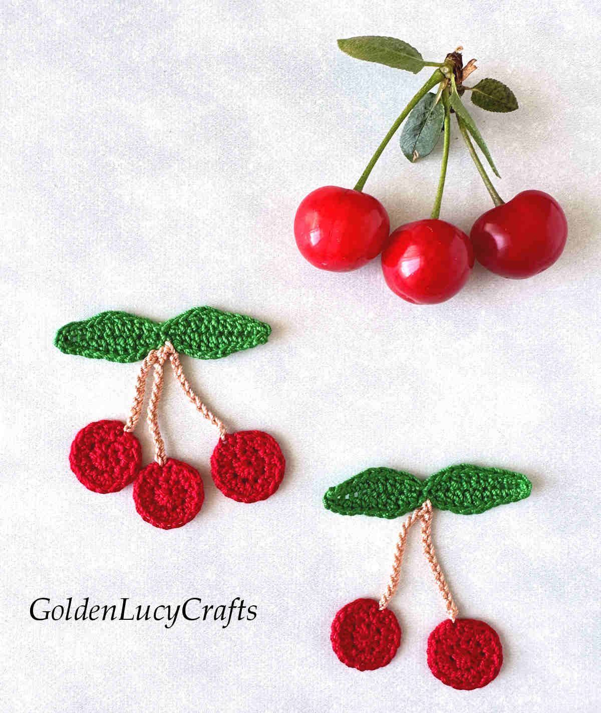 crochet cherry appliques