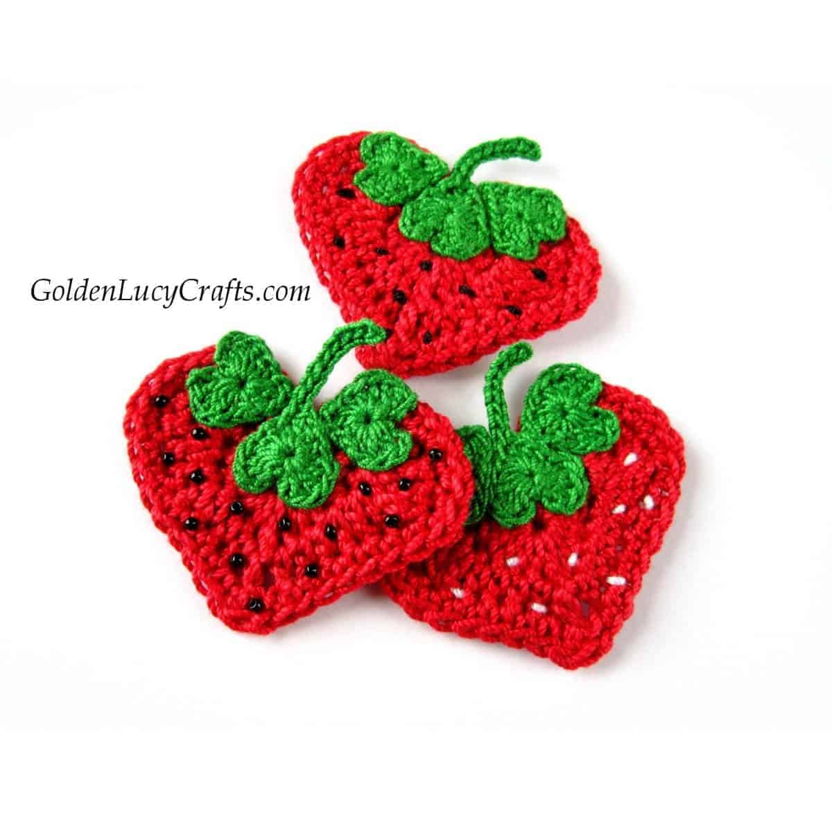 strawberry crochet applique