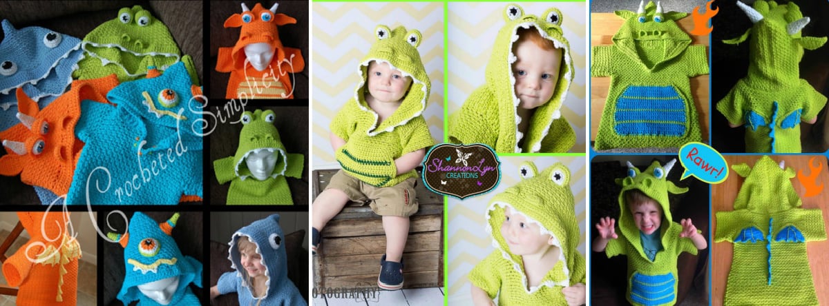 monster themed crochet kids swim cover ups