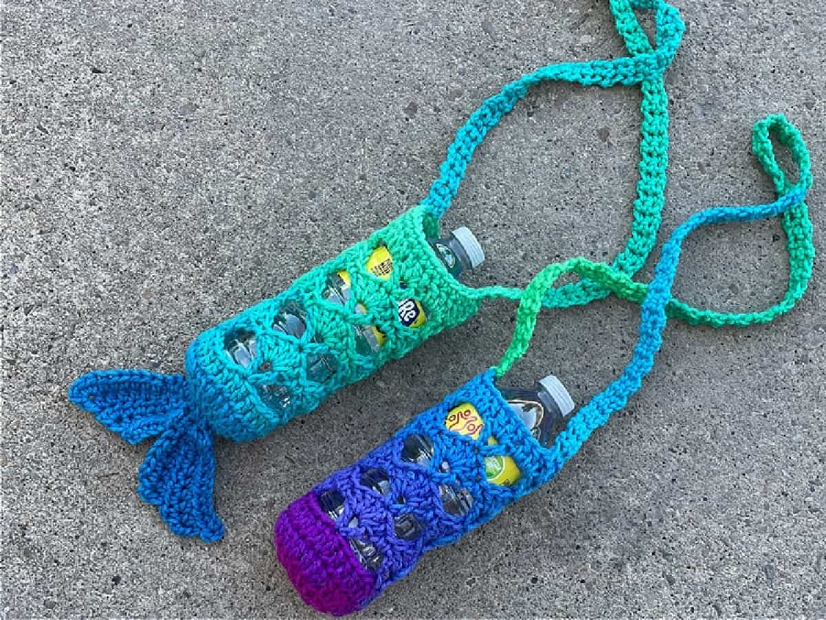 Crochet mermaid water bottle cozy