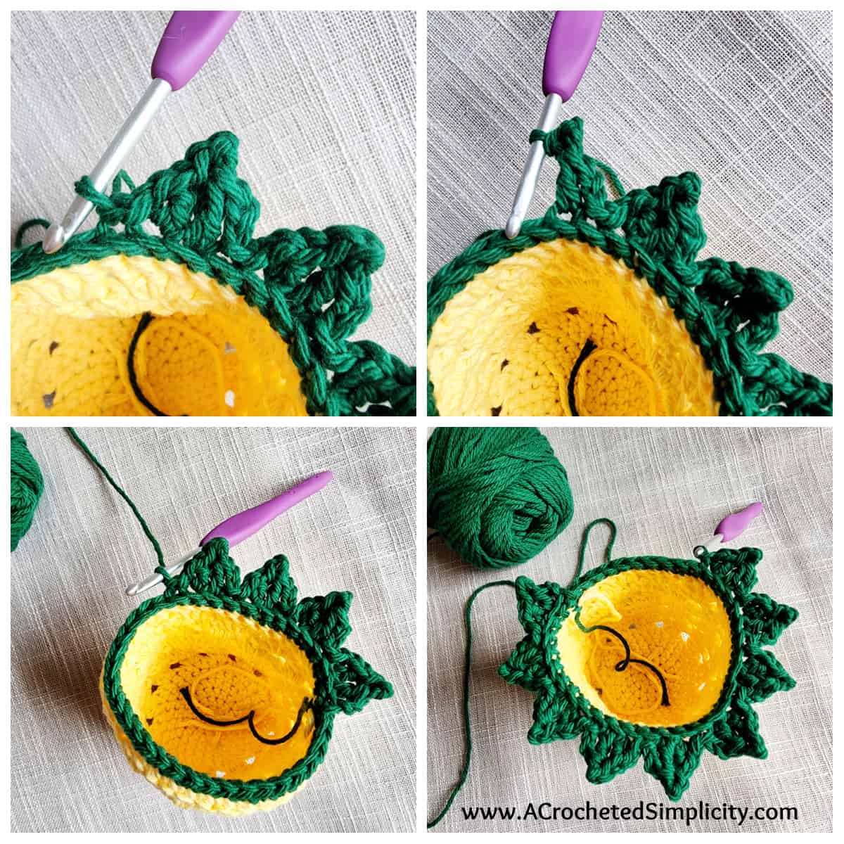 How to crochet leaves on a pineapple.