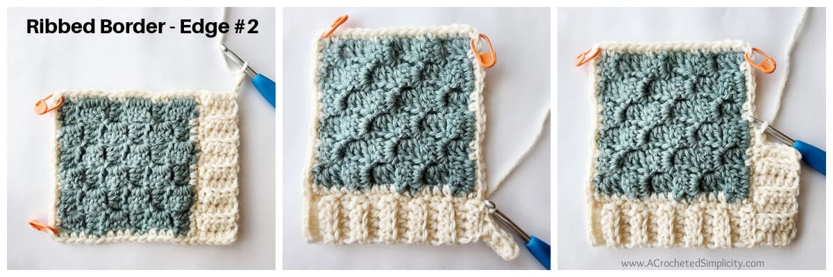 How to crochet a ribbed log cabin border.