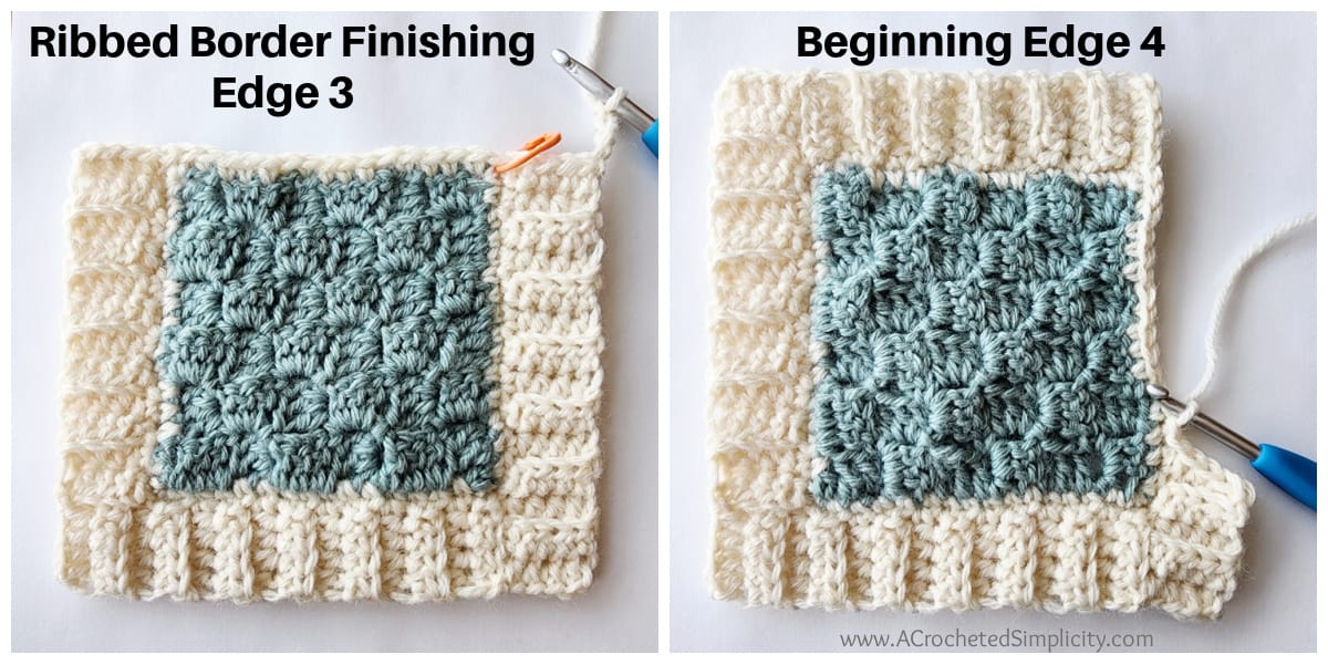 Ribbed border tutorial for corner to corner crochet blanket.