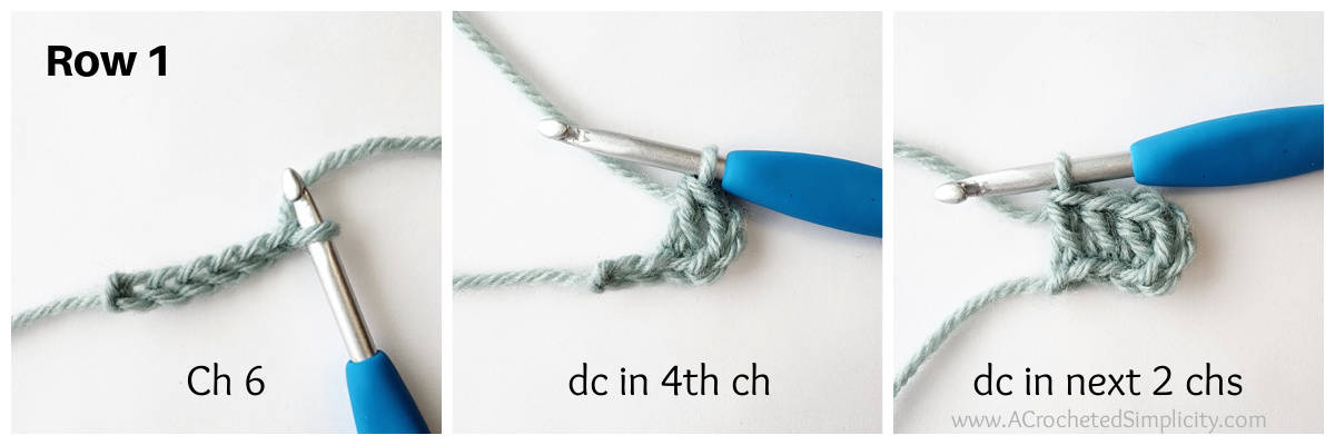 C2C crochet diagonal box stitch tutorial photo collage 1.