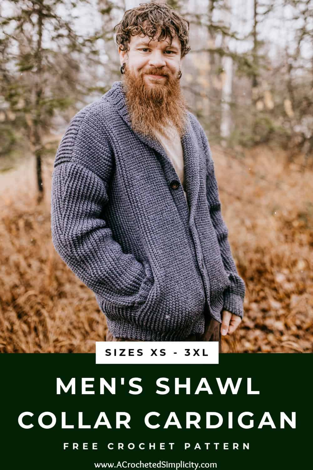 Men's Shawl Collar Cardigan - A Crocheted Simplicity