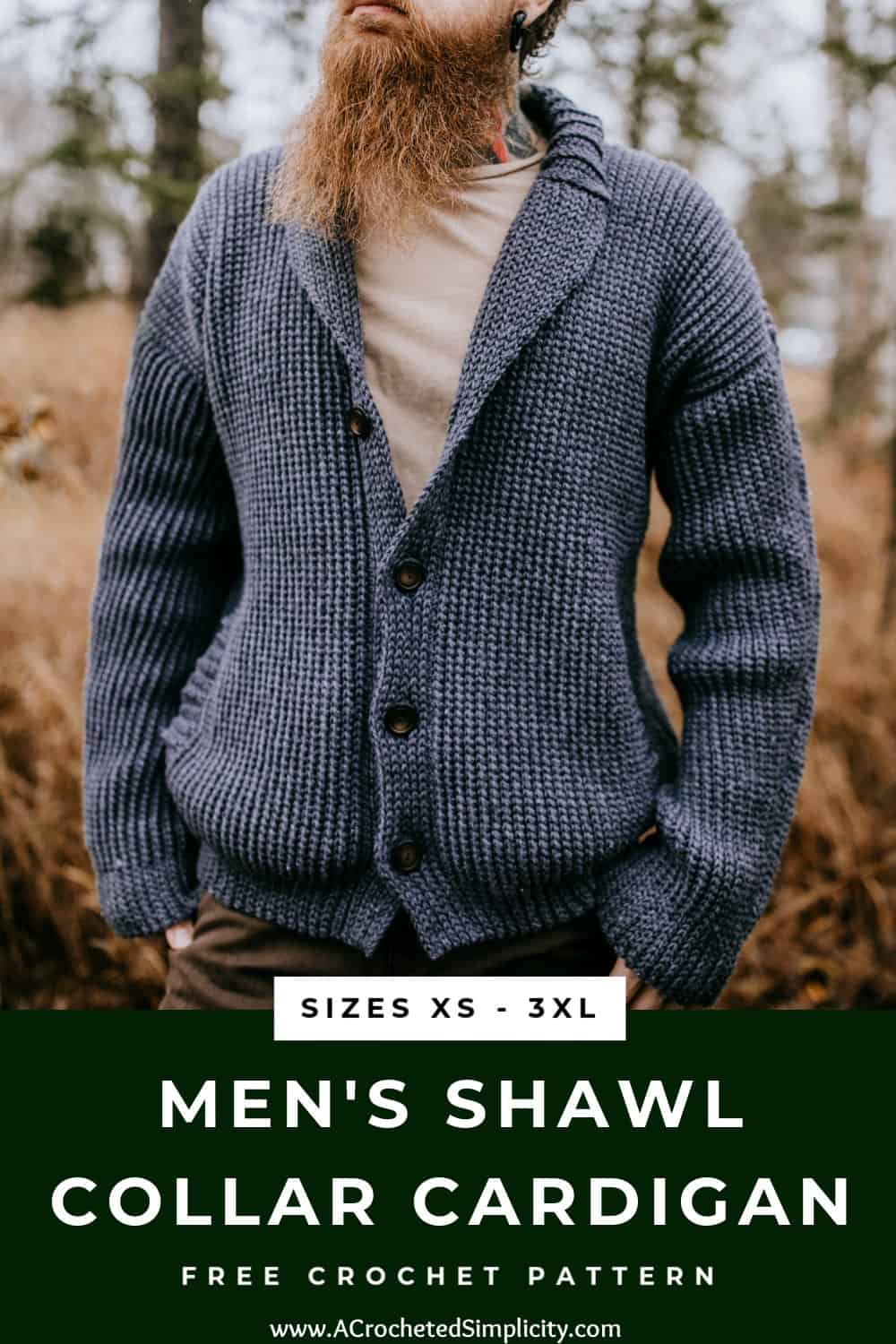 Men's Shawl Collar Cardigan - A Crocheted Simplicity