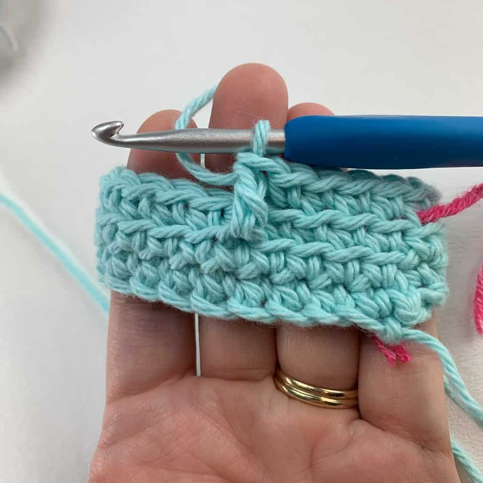 front loop only double crochet worked two rounds below