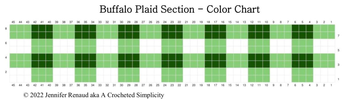 Buffalo Plaid crochet color chart for crochet kitchen towel pattern