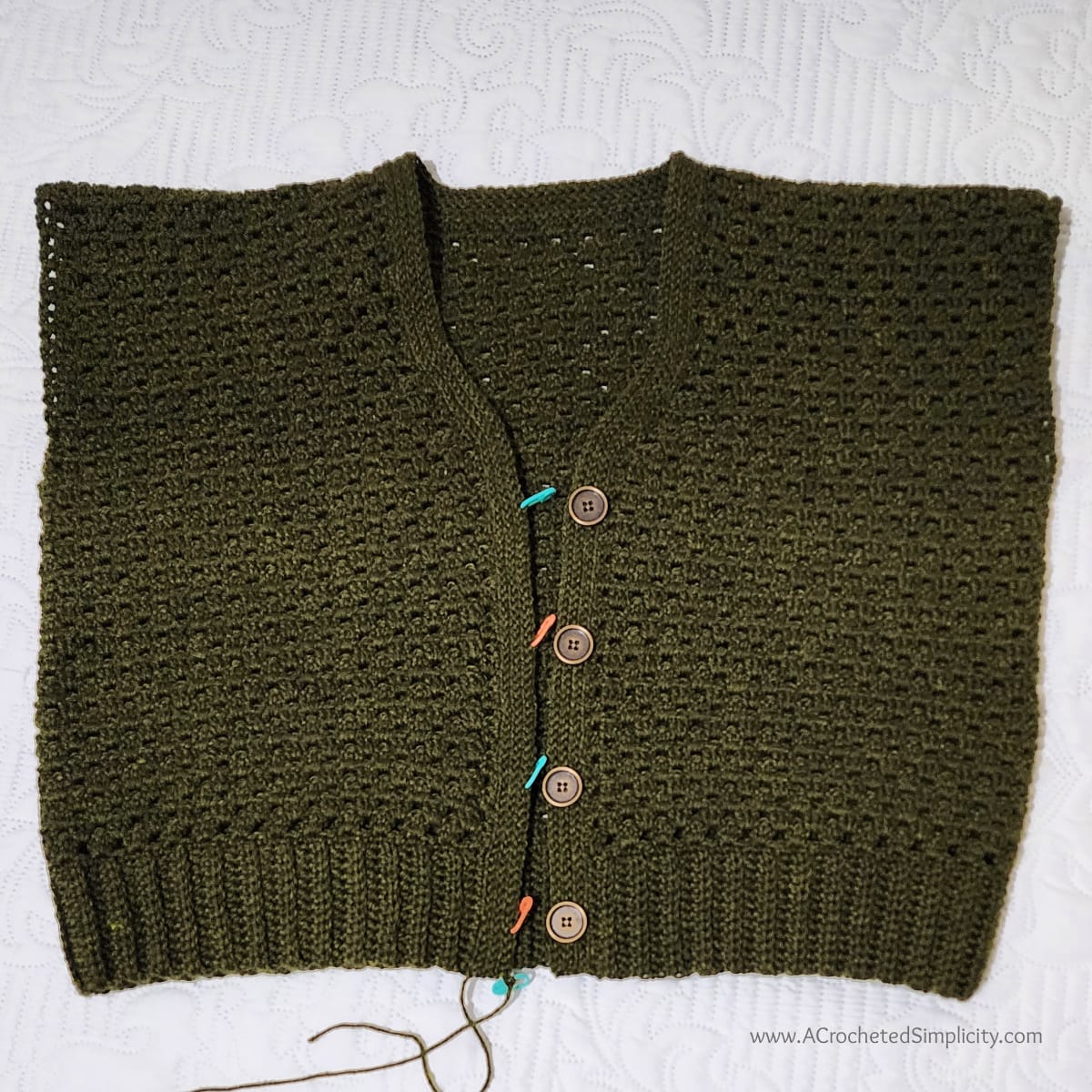 crochet buttonhole tutorial on free crochet cardigan pattern