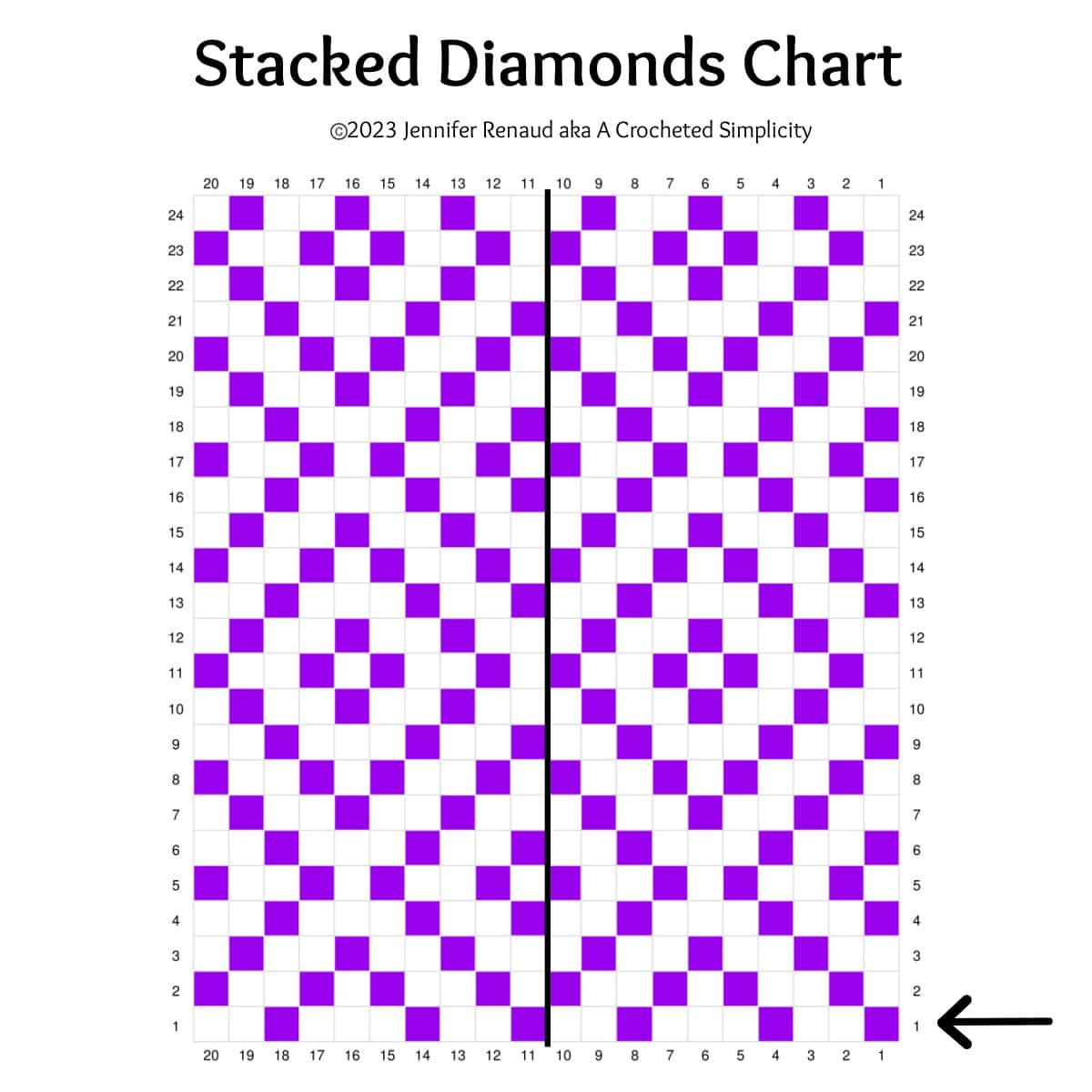 diamond chart for crochet stocking pattern