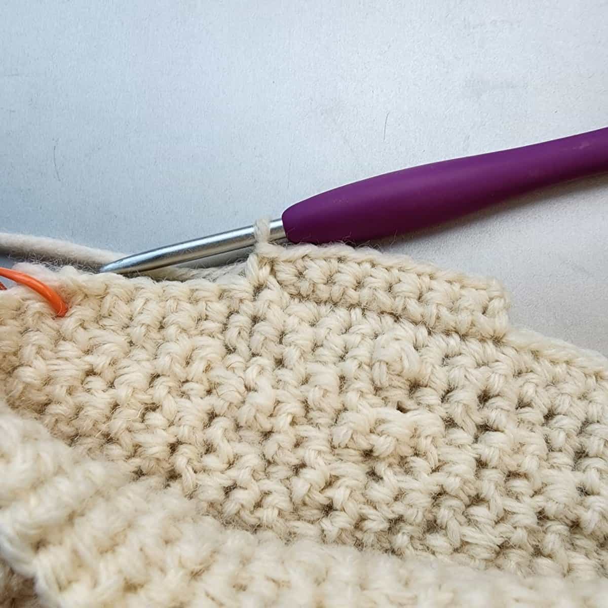 stocking heel construction on crochet stocking